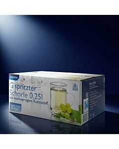 Gspritzter-Schorle-Glas 0,25l SAN glasklar stapelbar 6er-Packung
