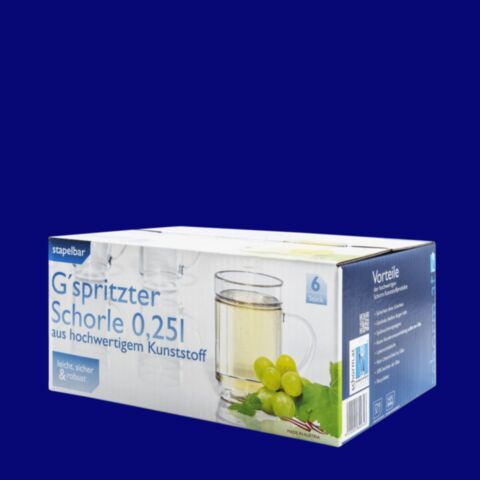 Gspritzter-Schorle-Glas 0,25l SAN stapelbar 6er-Packung
