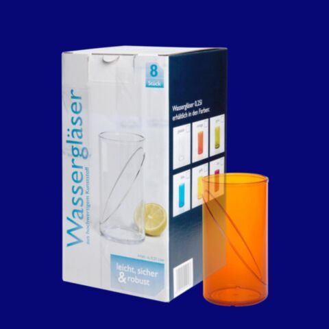 Wasserglas 0,25l SAN orange 8-er Karton