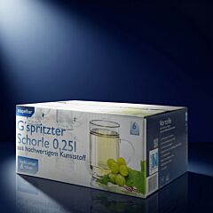 Gspritzter-Schorle-Glas 0,25l SAN glasklar stapelbar 6er-Packung