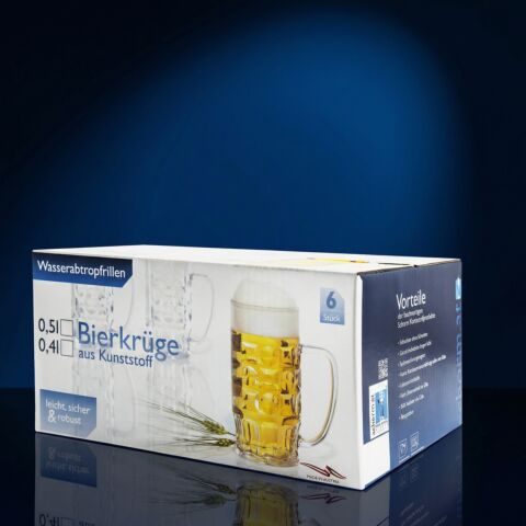 Bierkrug 0,5l SAN glasklar 6er-Packung