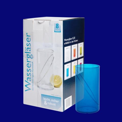 Wasserglas 0,25l SAN blau 8-er Karton