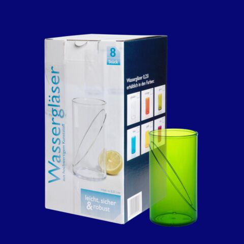 Wasserglas 0,25l SAN grün 8-er Karton
