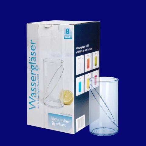 Wasserglas 0,25l SAN glasklar 8-er Karton