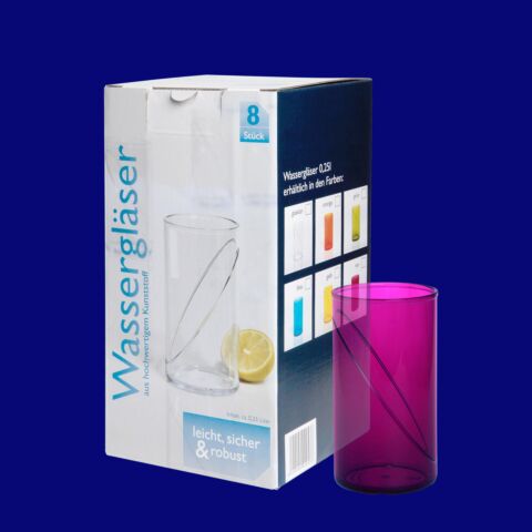 Wasserglas 0,25l SAN rot 8-er Karton