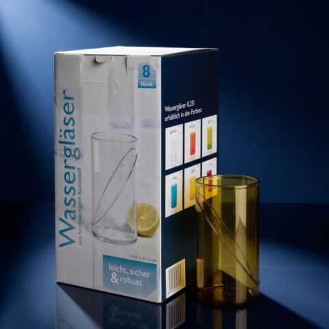 Wasserglas 0,25l SAN gelb 8-er Karton