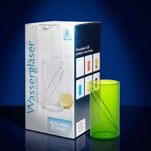 Wasserglas 0,25l SAN grün 8-er Karton