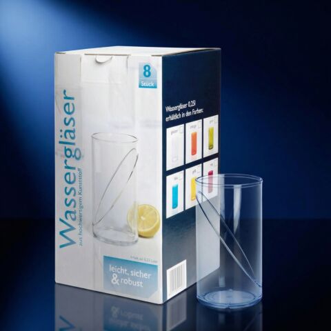 Wasserglas 0,25l SAN glasklar 8-er Karton