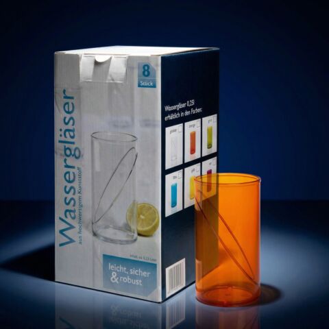 Wasserglas 0,25l SAN orange 8-er Karton